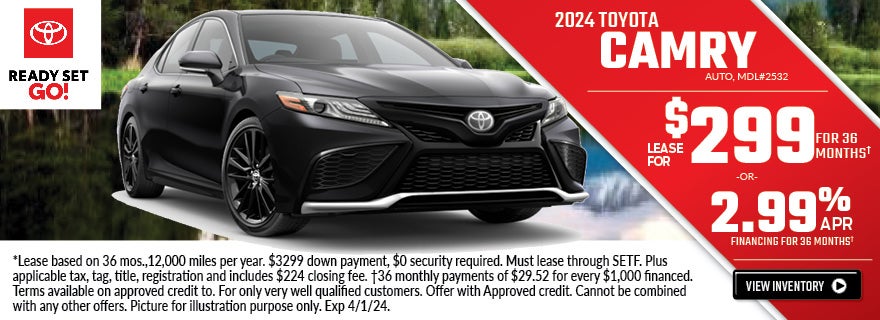 2024 Toyota Camry - Lease for $299 or 2.99% APR