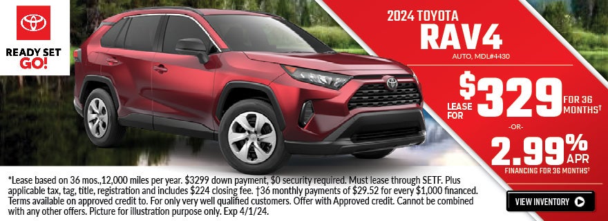 2024 Toyota RAV4 - Lease for $329 or 2.99% APR