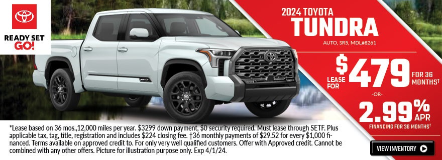 2024 Toyota Tundra - Lease for $479/mo or 2.99% APR